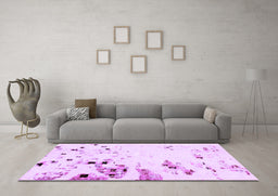 Machine Washable Abstract Purple Modern Area Rugs in a Living Room, wshabs943pur