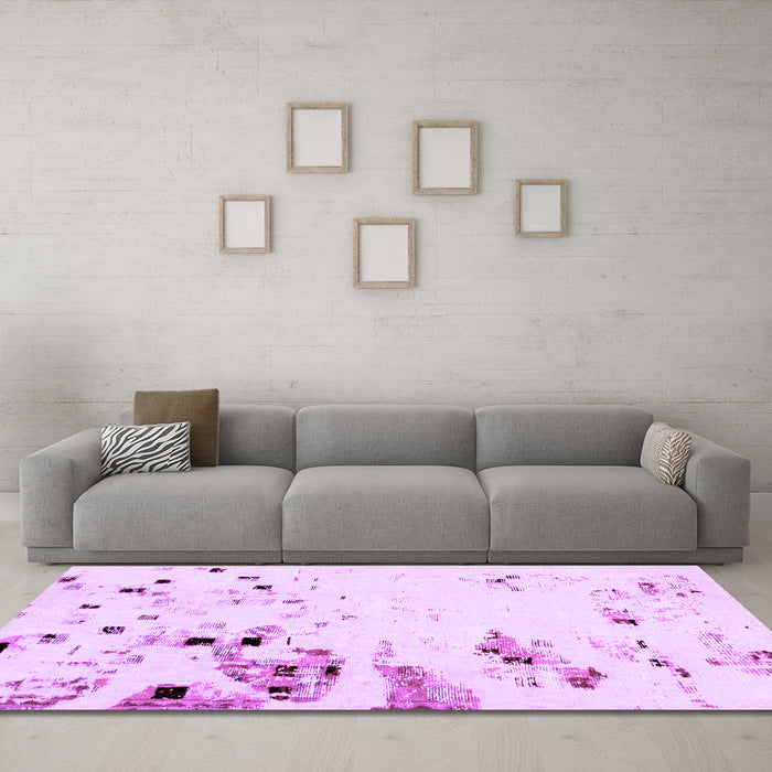 Machine Washable Abstract Purple Modern Area Rugs in a Living Room, wshabs943pur