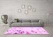 Machine Washable Abstract Pink Modern Rug in a Living Room, wshabs943pnk