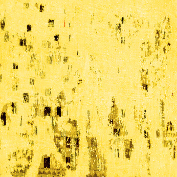 Square Machine Washable Abstract Yellow Modern Rug, wshabs943yw
