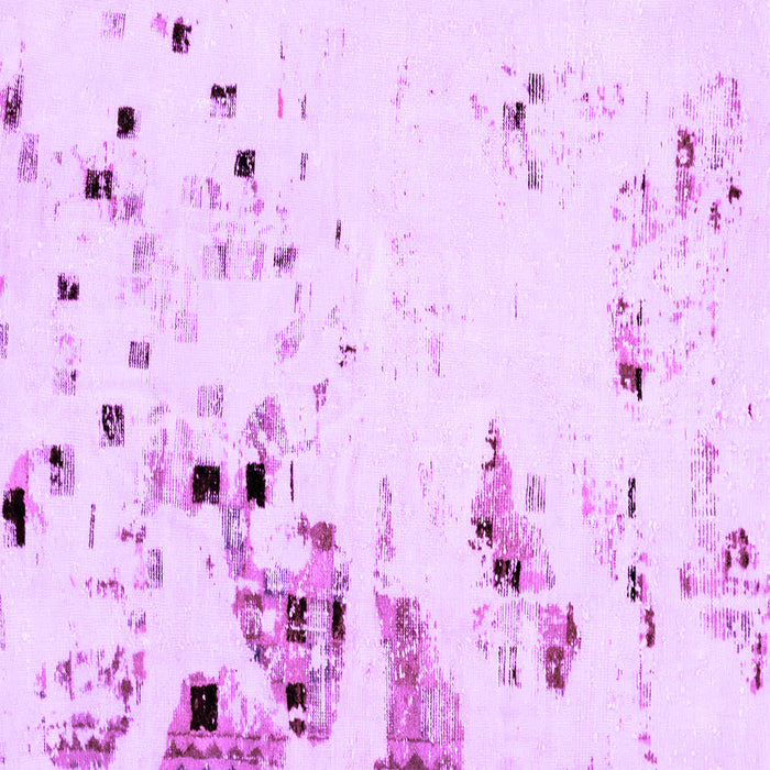 Square Machine Washable Abstract Purple Modern Area Rugs, wshabs943pur