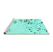 Sideview of Machine Washable Abstract Turquoise Modern Area Rugs, wshabs943turq