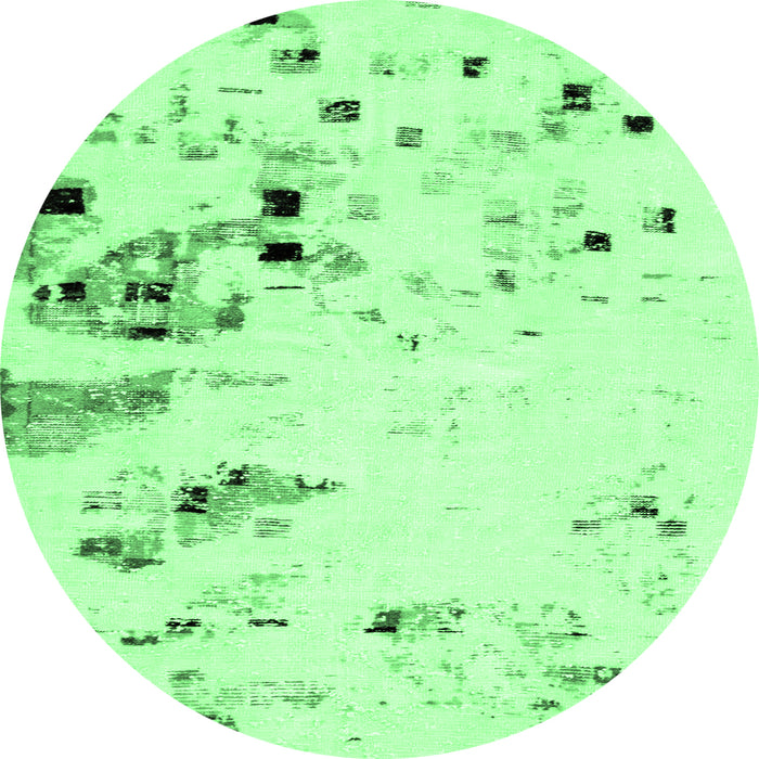 Round Abstract Emerald Green Modern Rug, abs943emgrn