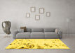 Machine Washable Abstract Yellow Modern Rug in a Living Room, wshabs943yw