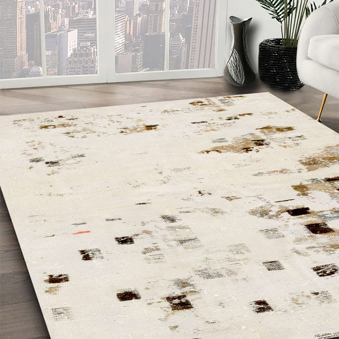 Machine Washable Abstract Tan Brown Rug in a Family Room, wshabs943