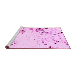 Sideview of Machine Washable Abstract Pink Modern Rug, wshabs943pnk
