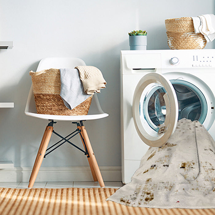 Machine Washable Abstract Tan Brown Rug in a Washing Machine, wshabs943