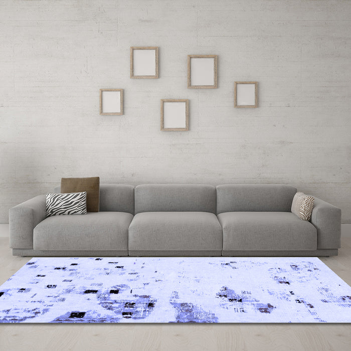 Machine Washable Abstract Blue Modern Rug in a Living Room, wshabs943blu