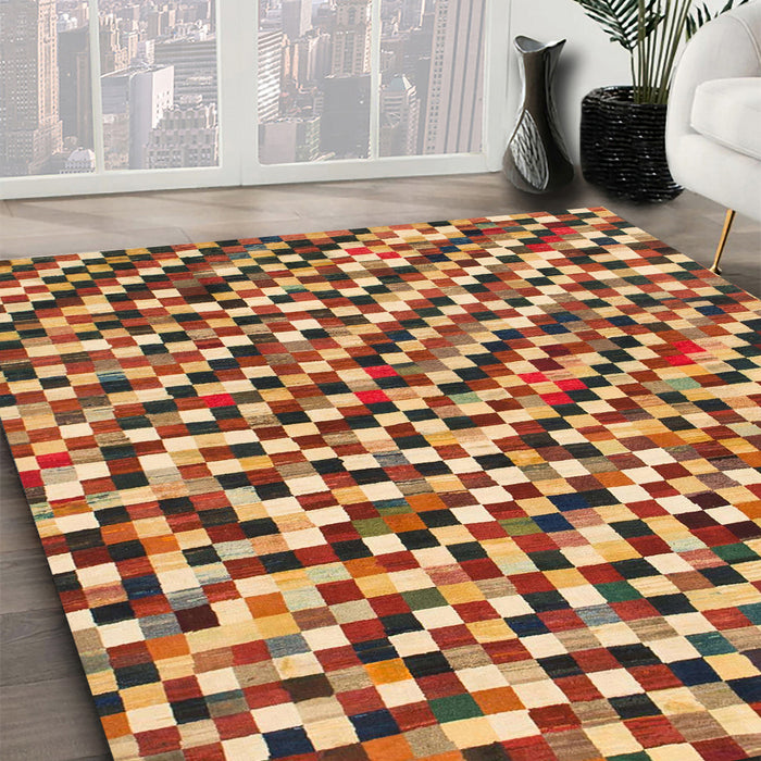 Machine Washable Abstract Fire Brick Red Rug in a Family Room, wshabs944