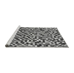 Sideview of Machine Washable Checkered Gray Modern Rug, wshabs944gry
