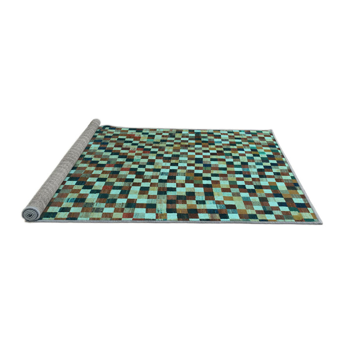 Sideview of Machine Washable Checkered Light Blue Modern Rug, wshabs944lblu