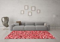 Machine Washable Checkered Red Modern Rug, wshabs944red