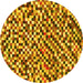 Round Machine Washable Checkered Yellow Modern Rug, wshabs944yw