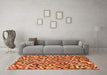 Machine Washable Checkered Orange Modern Area Rugs in a Living Room, wshabs944org