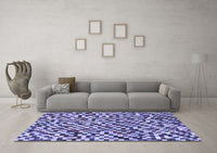 Machine Washable Checkered Blue Modern Rug, wshabs944blu