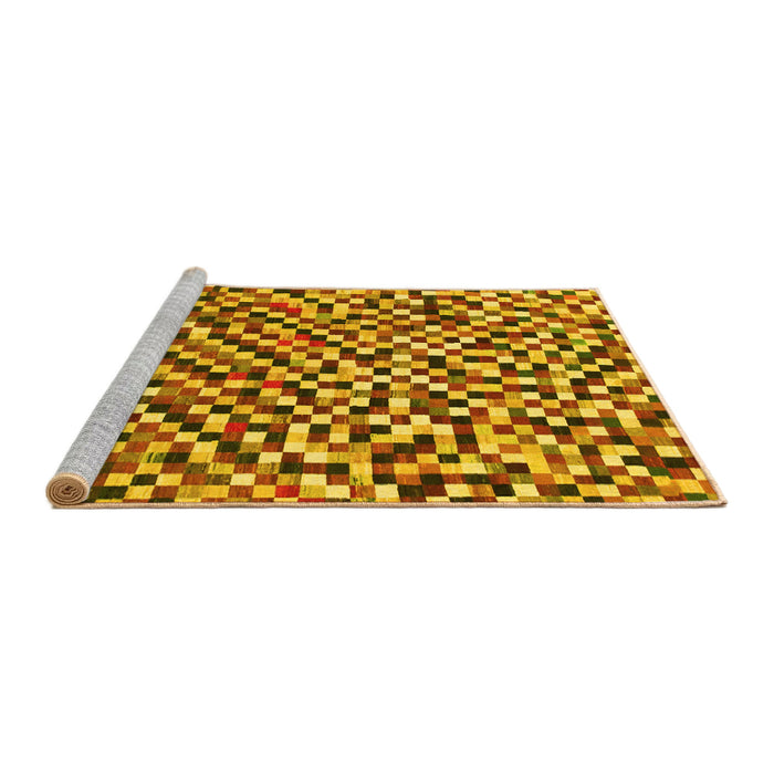 Sideview of Machine Washable Checkered Yellow Modern Rug, wshabs944yw