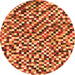 Round Checkered Orange Modern Rug, abs944org