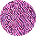 Round Machine Washable Checkered Purple Modern Area Rugs, wshabs944pur
