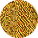 Round Checkered Yellow Modern Rug, abs944yw