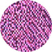 Round Checkered Purple Modern Rug, abs944pur