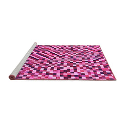 Sideview of Machine Washable Checkered Pink Modern Rug, wshabs944pnk