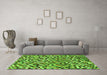 Machine Washable Checkered Green Modern Area Rugs in a Living Room,, wshabs944grn