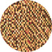 Round Checkered Brown Modern Rug, abs944brn