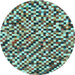 Round Checkered Light Blue Modern Rug, abs944lblu