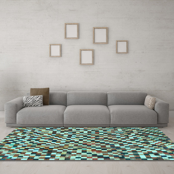 Machine Washable Checkered Light Blue Modern Rug in a Living Room, wshabs944lblu