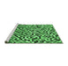 Sideview of Machine Washable Checkered Emerald Green Modern Area Rugs, wshabs944emgrn