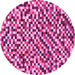 Round Checkered Pink Modern Rug, abs944pnk