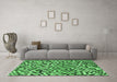 Machine Washable Checkered Emerald Green Modern Area Rugs in a Living Room,, wshabs944emgrn