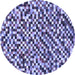 Round Checkered Blue Modern Rug, abs944blu