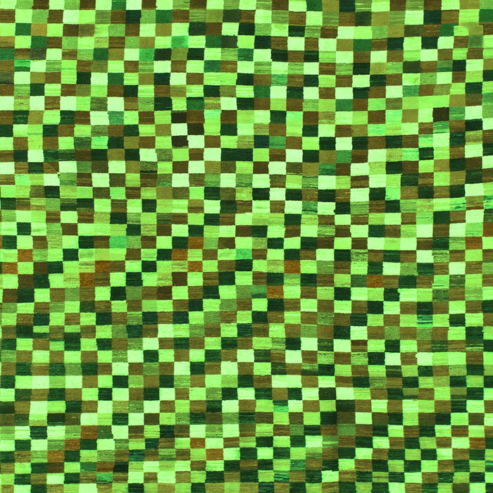 Square Machine Washable Checkered Green Modern Area Rugs, wshabs944grn