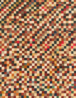 Abstract Fire Brick Red Checkered Rug, abs944