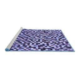 Sideview of Machine Washable Checkered Blue Modern Rug, wshabs944blu