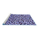 Sideview of Machine Washable Checkered Blue Modern Rug, wshabs944blu