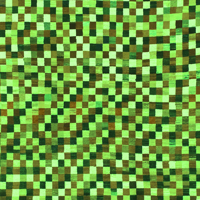 Machine Washable Checkered Green Modern Area Rugs, wshabs944grn