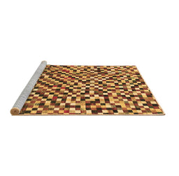 Sideview of Machine Washable Checkered Brown Modern Rug, wshabs944brn