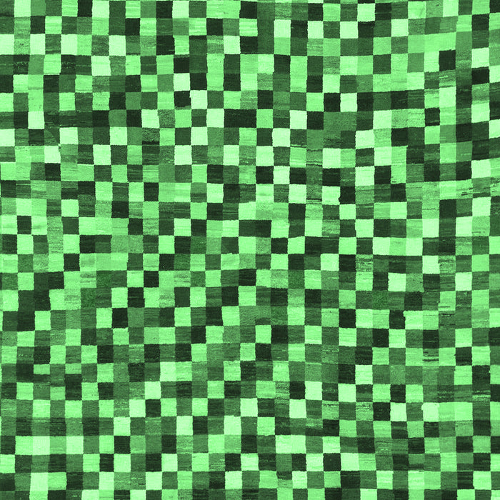 Machine Washable Checkered Emerald Green Modern Area Rugs, wshabs944emgrn