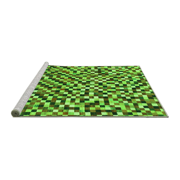 Sideview of Machine Washable Checkered Green Modern Area Rugs, wshabs944grn
