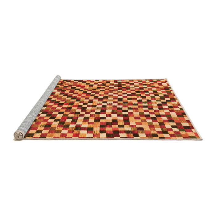 Sideview of Machine Washable Checkered Orange Modern Area Rugs, wshabs944org