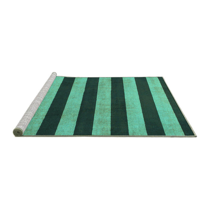 Sideview of Machine Washable Abstract Turquoise Modern Area Rugs, wshabs945turq