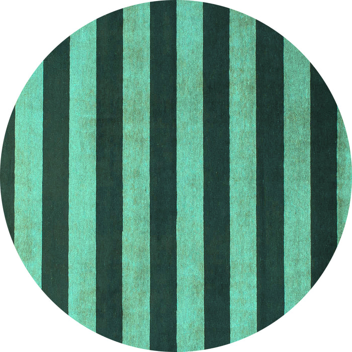 Round Machine Washable Abstract Turquoise Modern Area Rugs, wshabs945turq