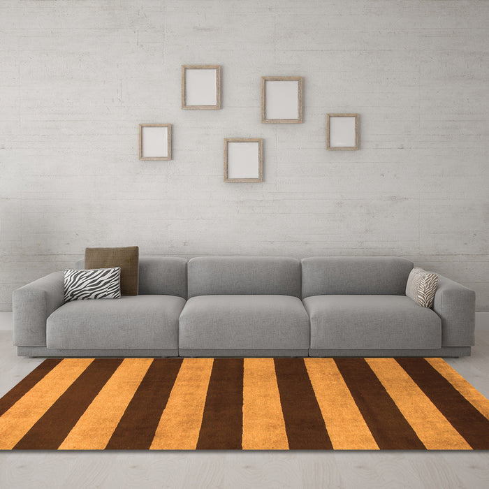Machine Washable Abstract Orange Modern Area Rugs in a Living Room, wshabs945org