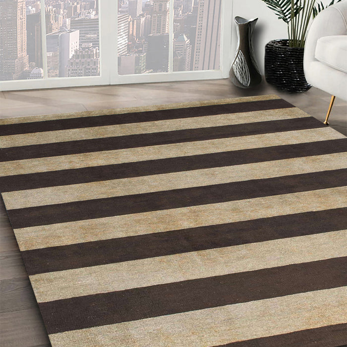Abstract Camel Brown Modern Rug in Family Room, abs945