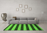 Machine Washable Abstract Green Modern Rug, wshabs945grn