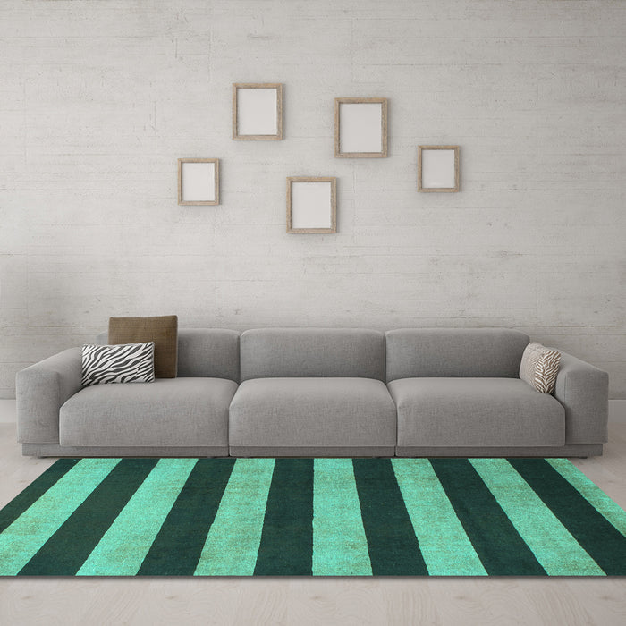 Machine Washable Abstract Turquoise Modern Area Rugs in a Living Room,, wshabs945turq