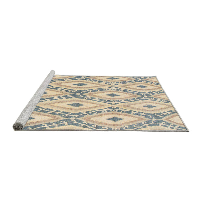 Sideview of Machine Washable Abstract Khaki Gold Rug, wshabs946