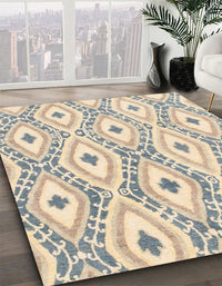 Abstract Khaki Gold Modern Rug, abs946